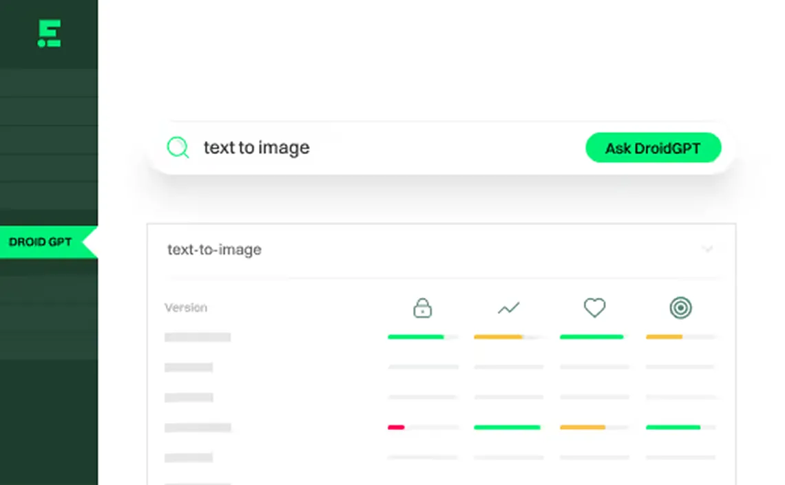Dashboard showing search results with seven AI models listed under category filter.