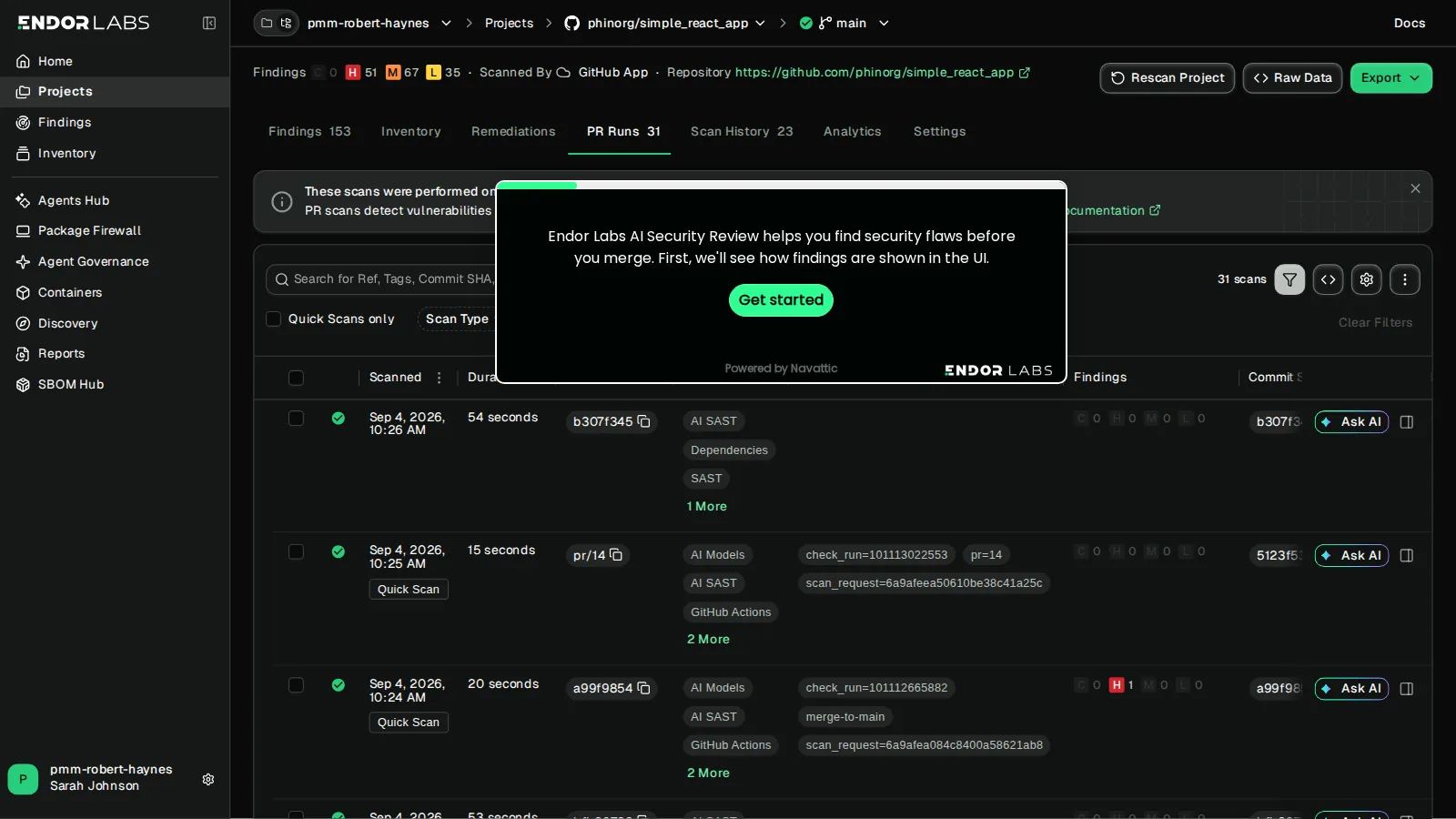 First screen of the AI Security Review interactive demo