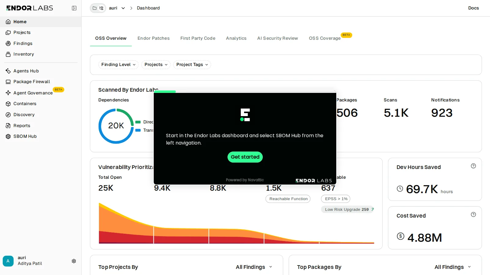 First screen of the SBOM Hub interactive demo