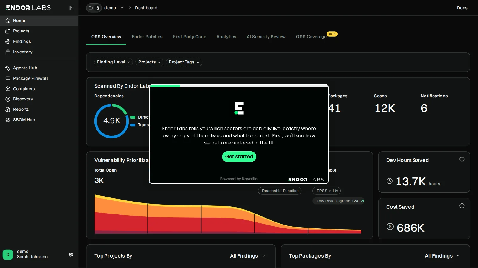 First screen of the Secrets Detection interactive demo
