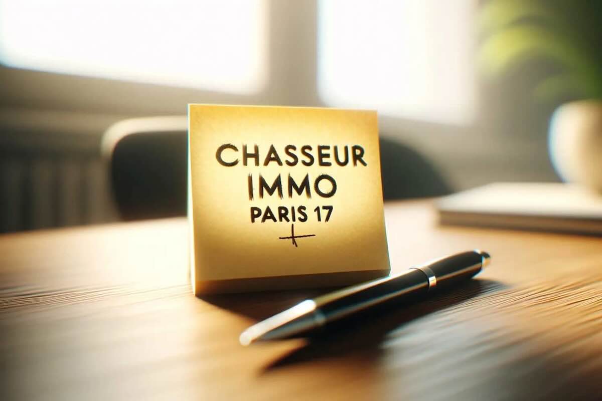 Chasseur Immo Paris 17 indicated on a post-it note