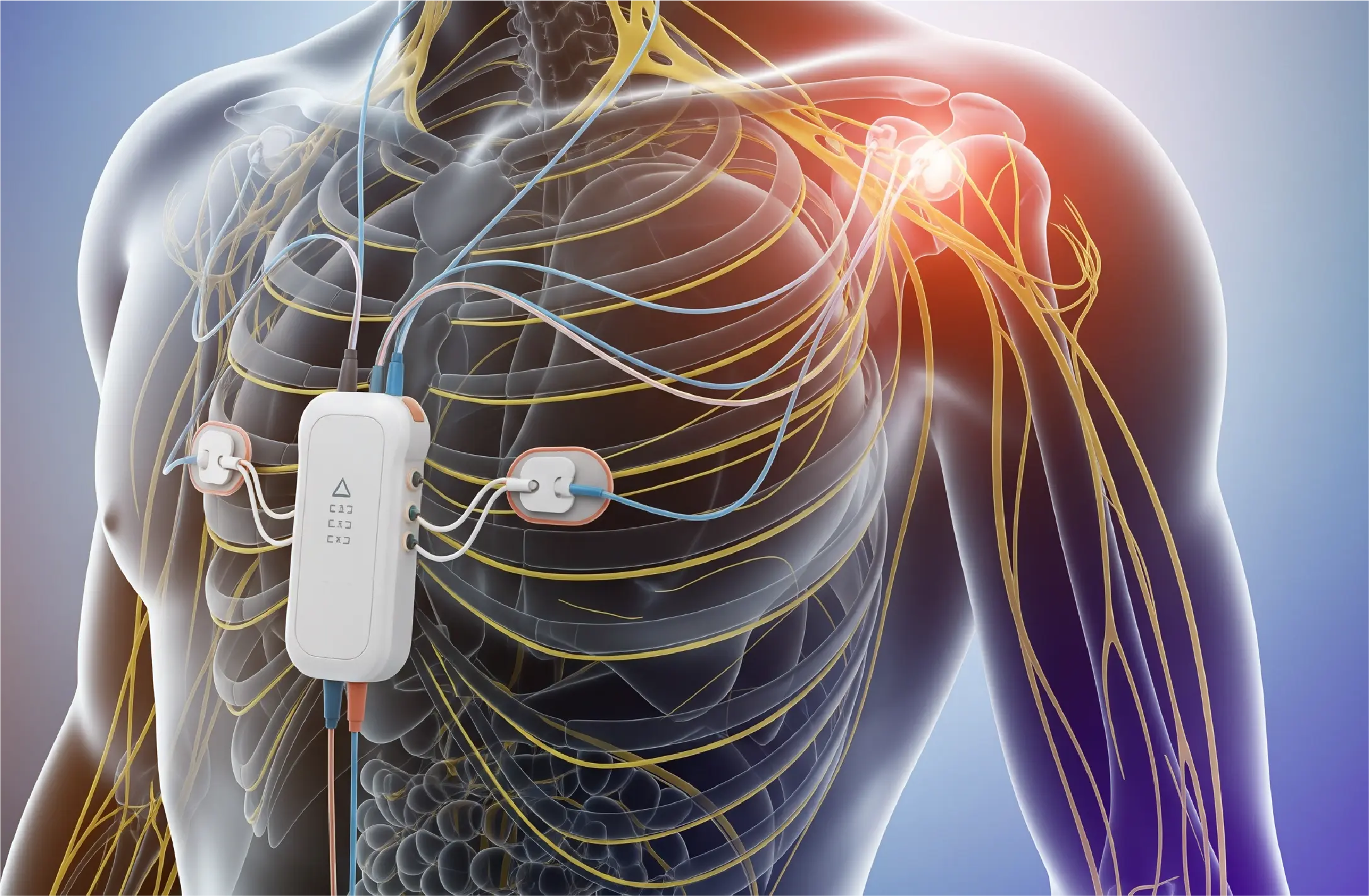 tens vs ems vs light therapy text with a person background