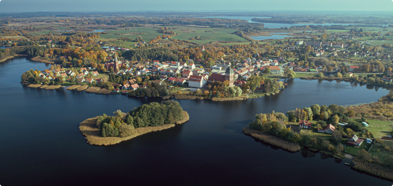 small city nearby lake