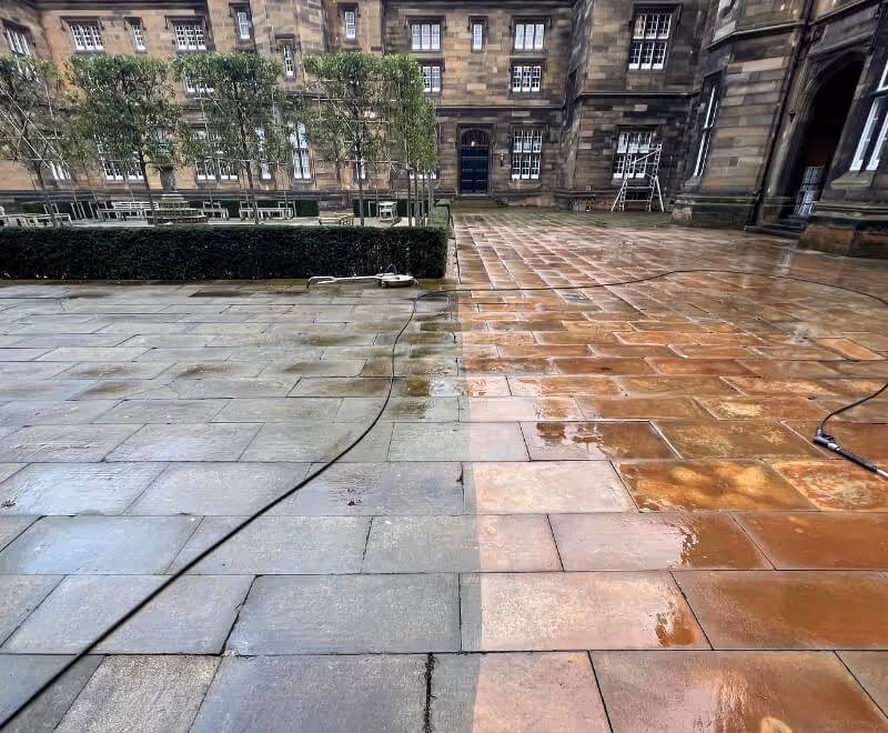 cleaned patio from pressure washing