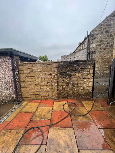 Stone patio cleaned by BDS Pro Clean, photo