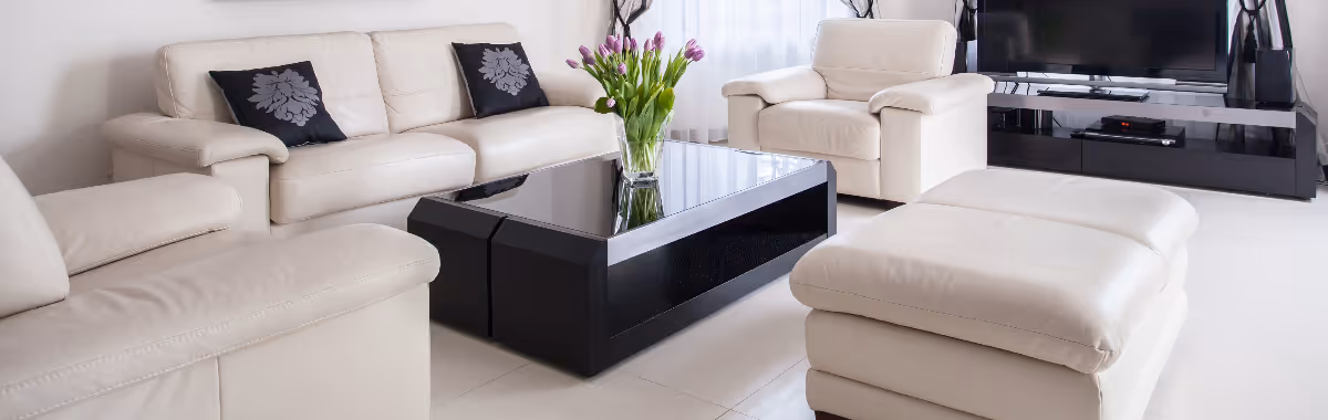 cream leather sofa, photo