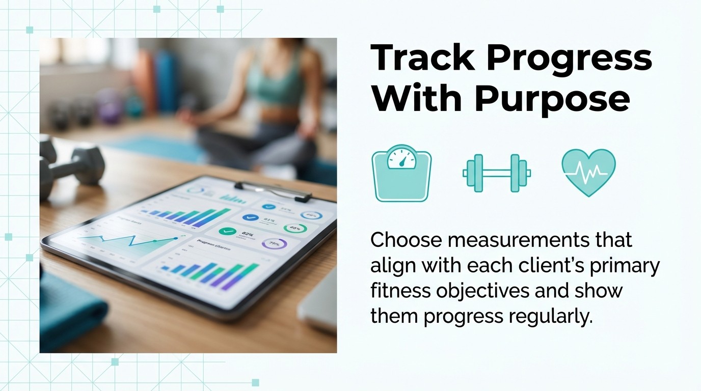 Choose measurements that align with each client's primary fitness objectives and show them progress regularly.