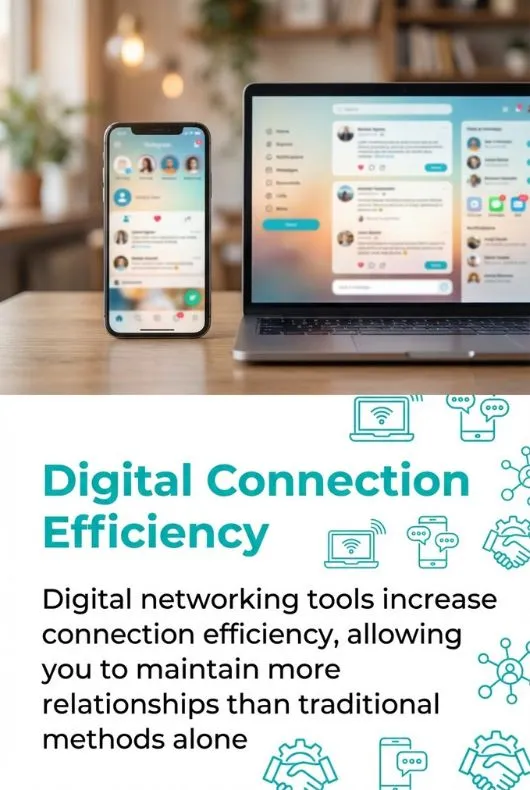 Digital networking tools increase connection efficiency, allowing you to maintain more relationships than traditional methods alone.