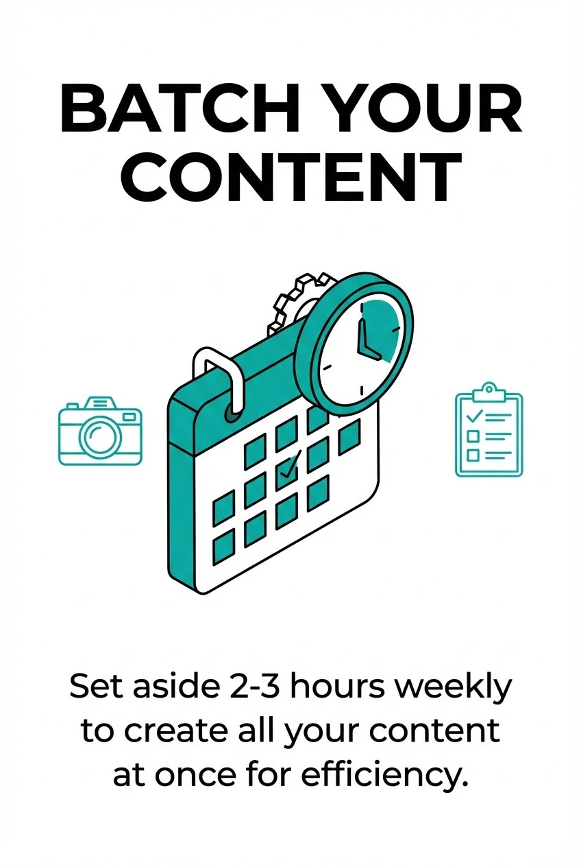 Batch 2–3 hours weekly to script, film, and schedule consistency without burnout.