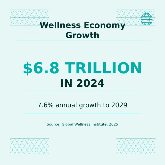 Wellness economy growth is projected 7.6% annually to 2029