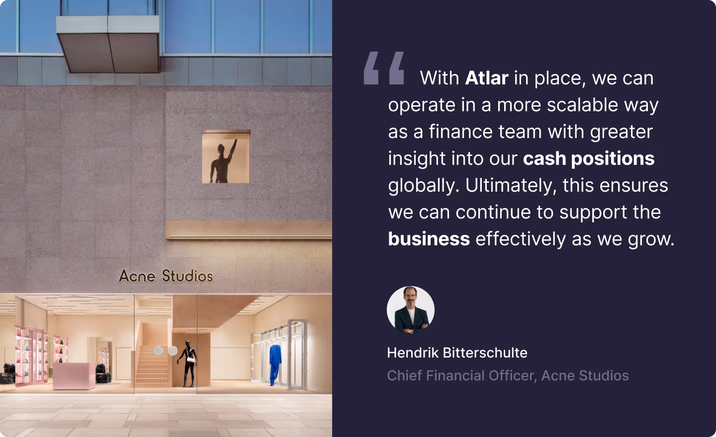 Acne Studios uses the Atlar treasury platform