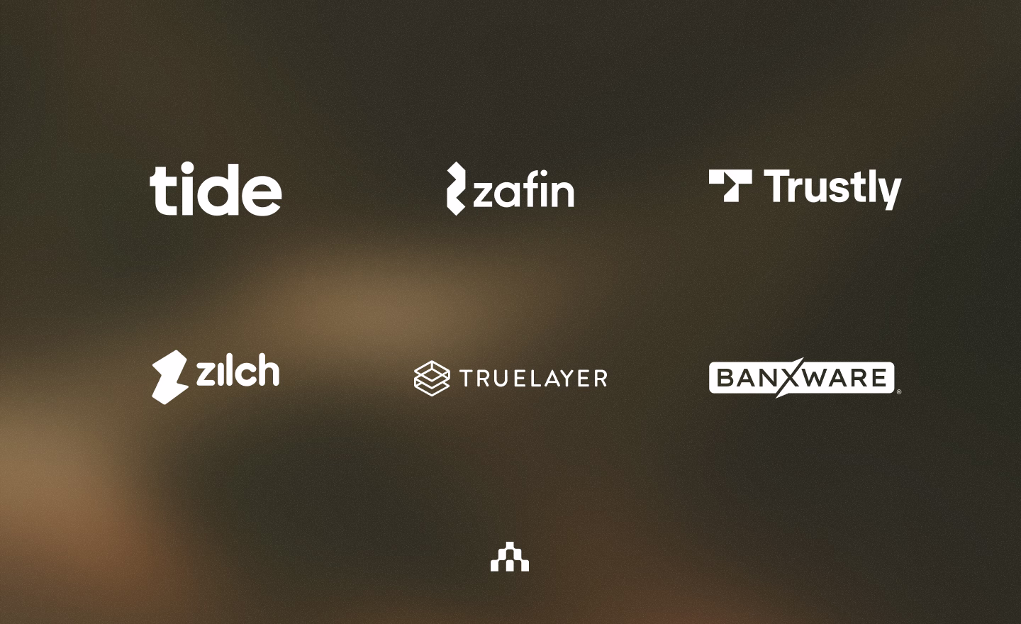 Grid of customer logos including Tide, Zafin, Trustly, Zilch, TrueLayer, and Banxware