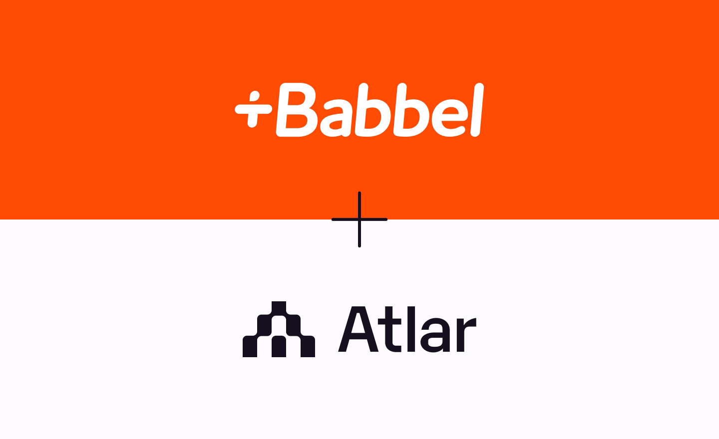 Babbel and Atlar logos stacked with a plus sign between them