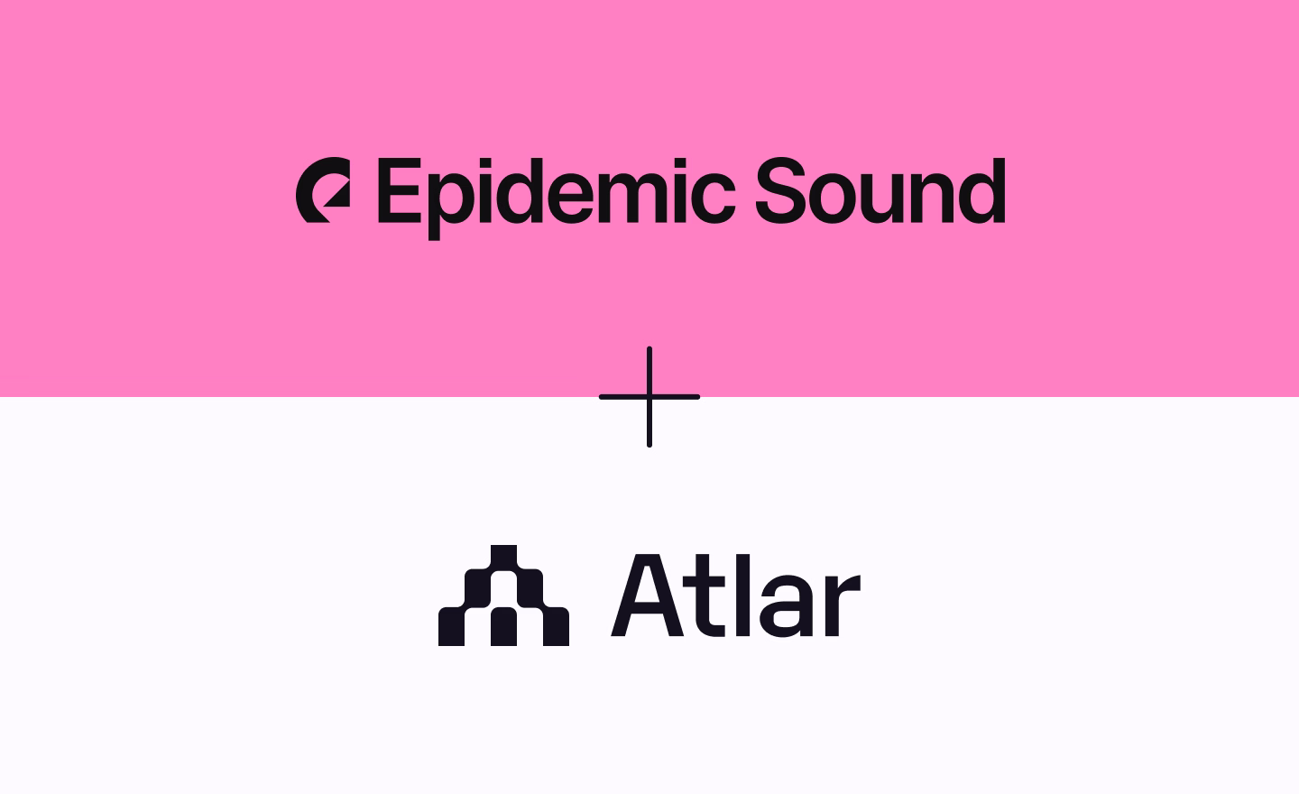 Epidemic Sound and Atlar logos stacked with a plus sign between them