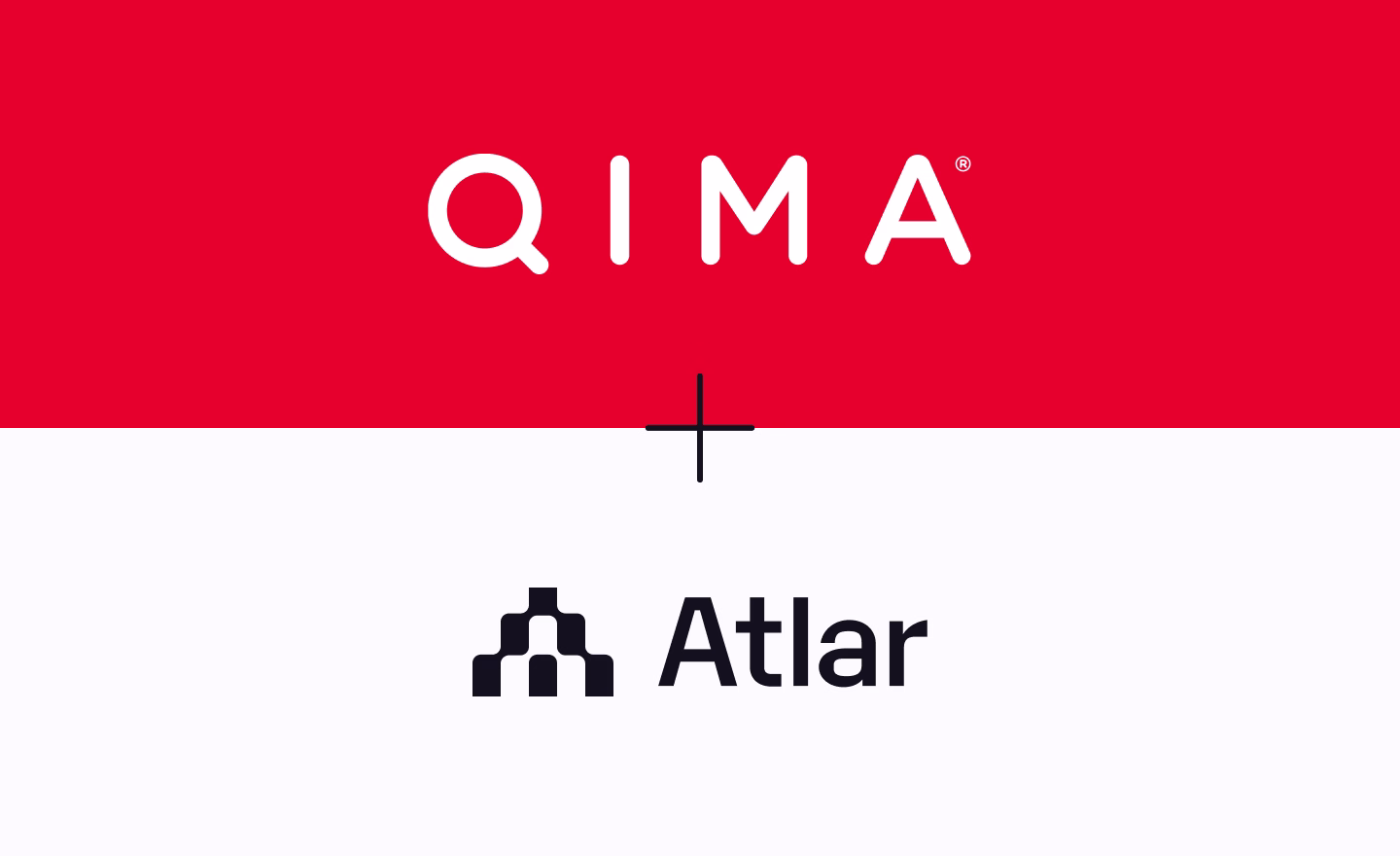 QIMA and Atlar logos stacked with a plus sign between them