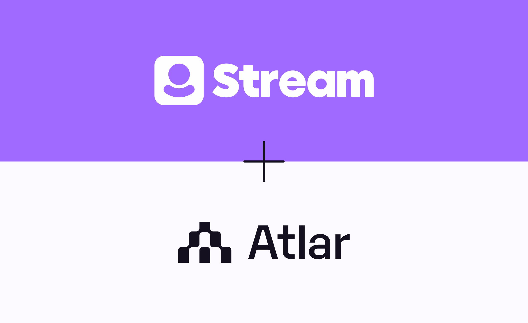 Stream and Atlar logos stacked with a plus sign between them