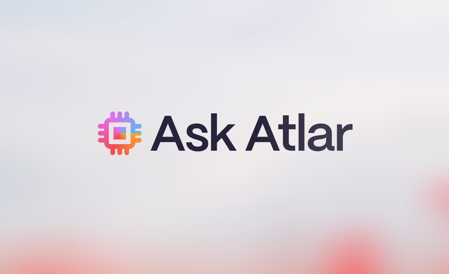 "Ask Atlar" logo over a blurred background