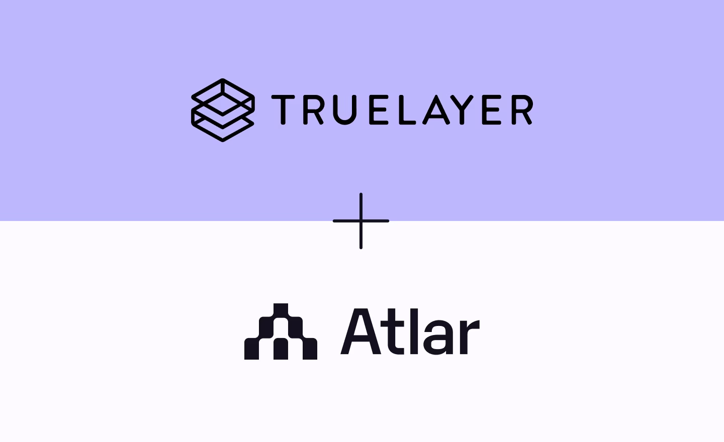 TrueLayer and Atlar logos stacked on a purple and white banner