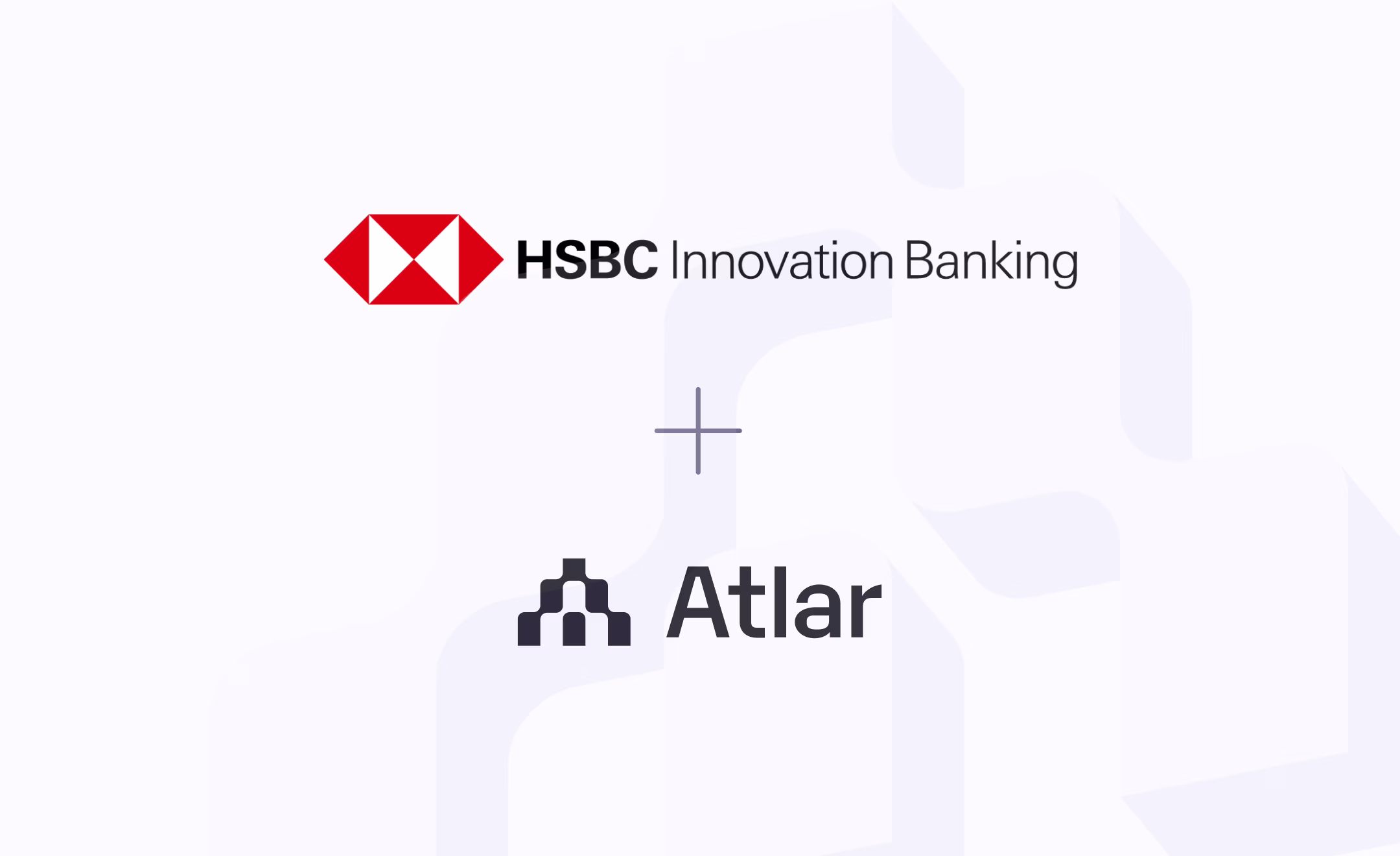 HSBC Innovation Banking and Atlar logos stacked with a plus sign between them