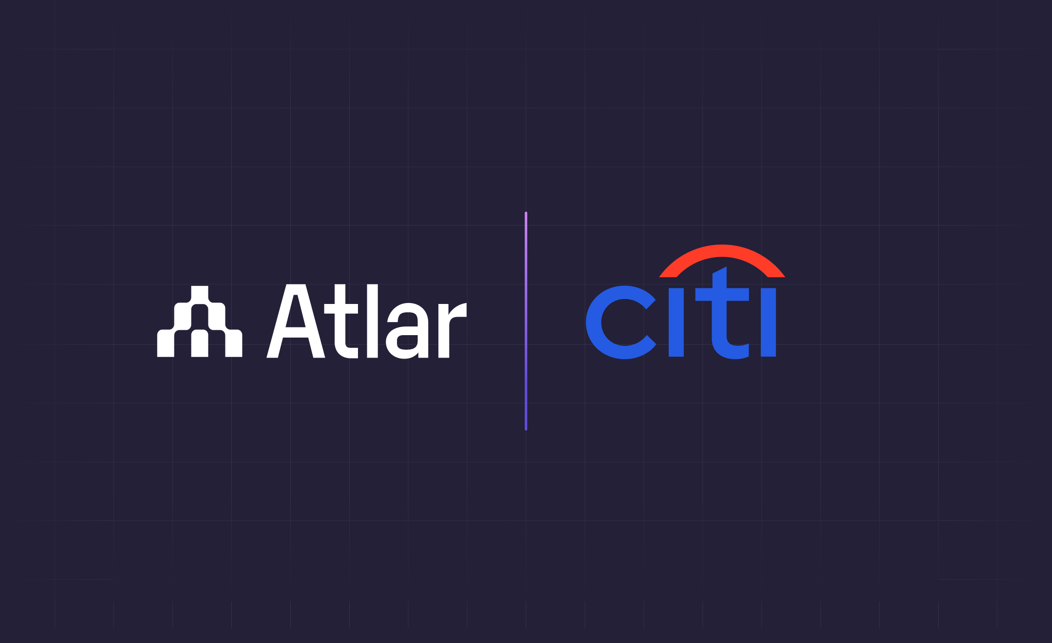 Atlar and Citi logos side by side on a dark purple banner