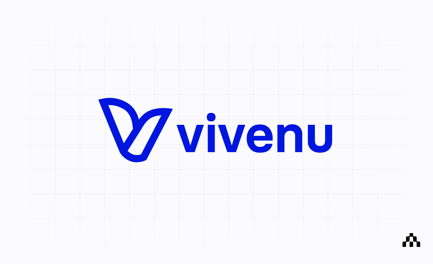 Vivenu logo on a light grid background with the Atlar mark in the corner