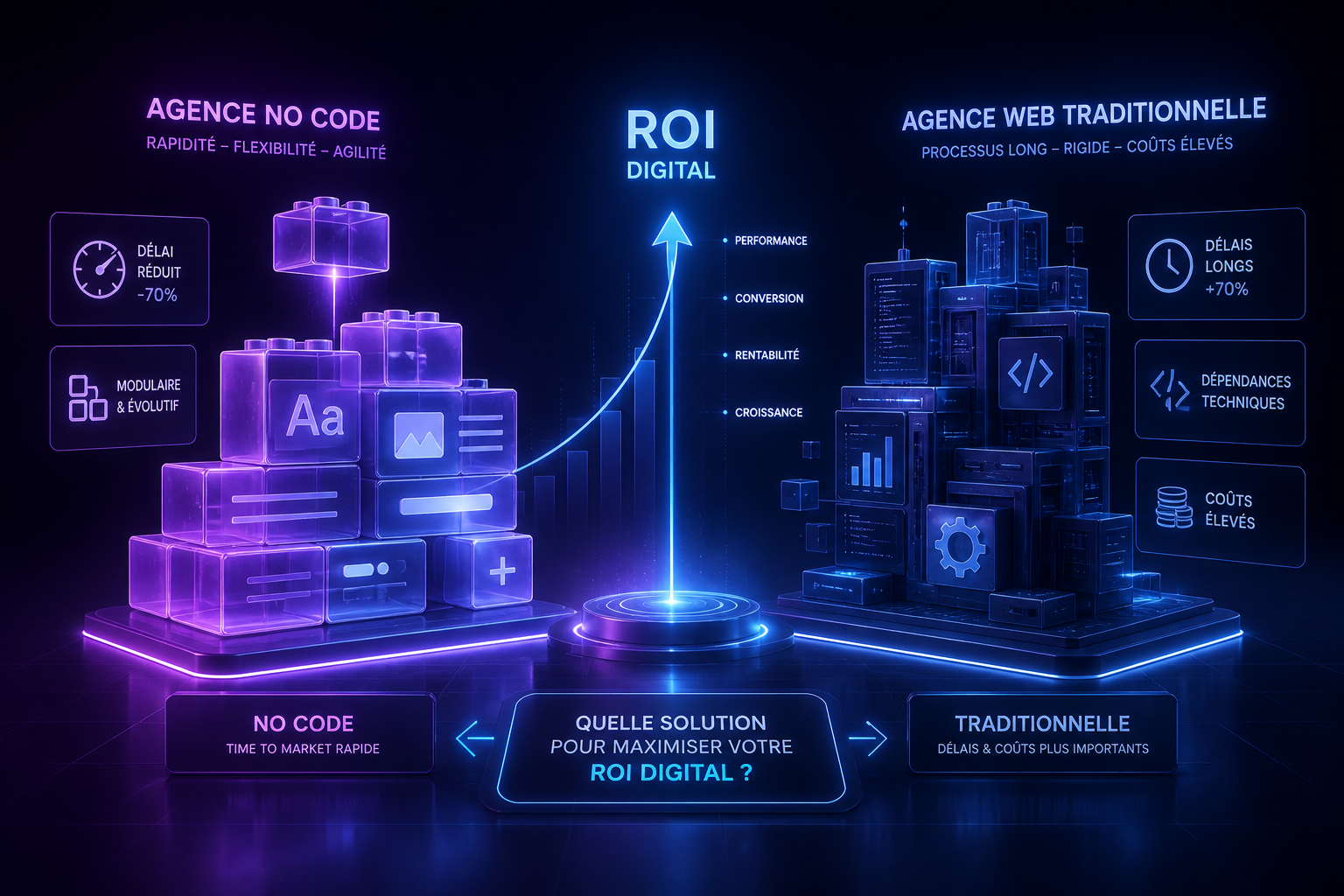 agence-no-code-lyon-vs-agence-web-traditionnelle-roi-digital
