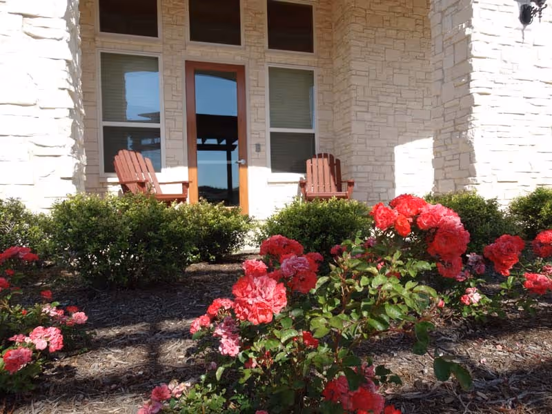 Building with flowers