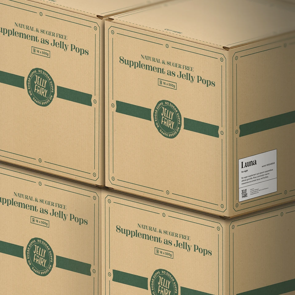 Kartony z suplementami diety w formie żelek Jelly Fairy
