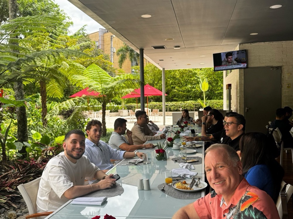 Team lunch outdoors
