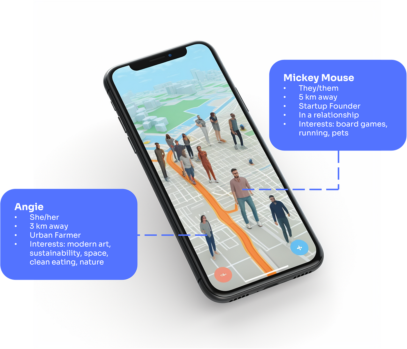 Mobile concept for 3D social map