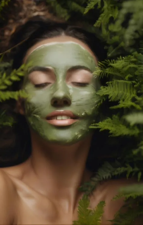 model with facial treatment