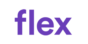 Flex company logo in solid purple text.