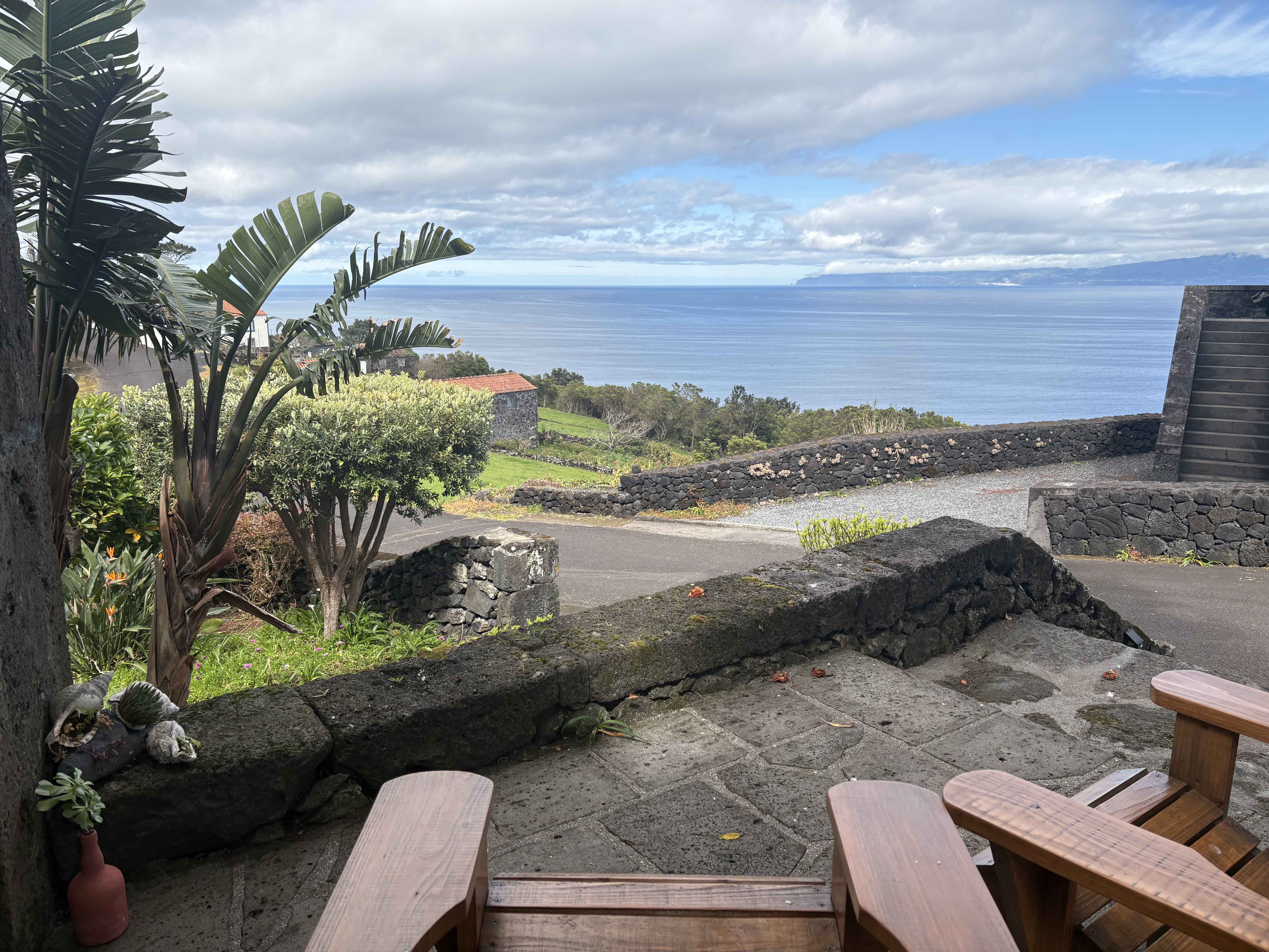 The Atlantic and São Jorge on the horizon, seen from Casa do Laureano in Santo Amaro, Pico