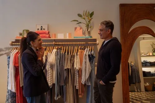 Two men discussing business