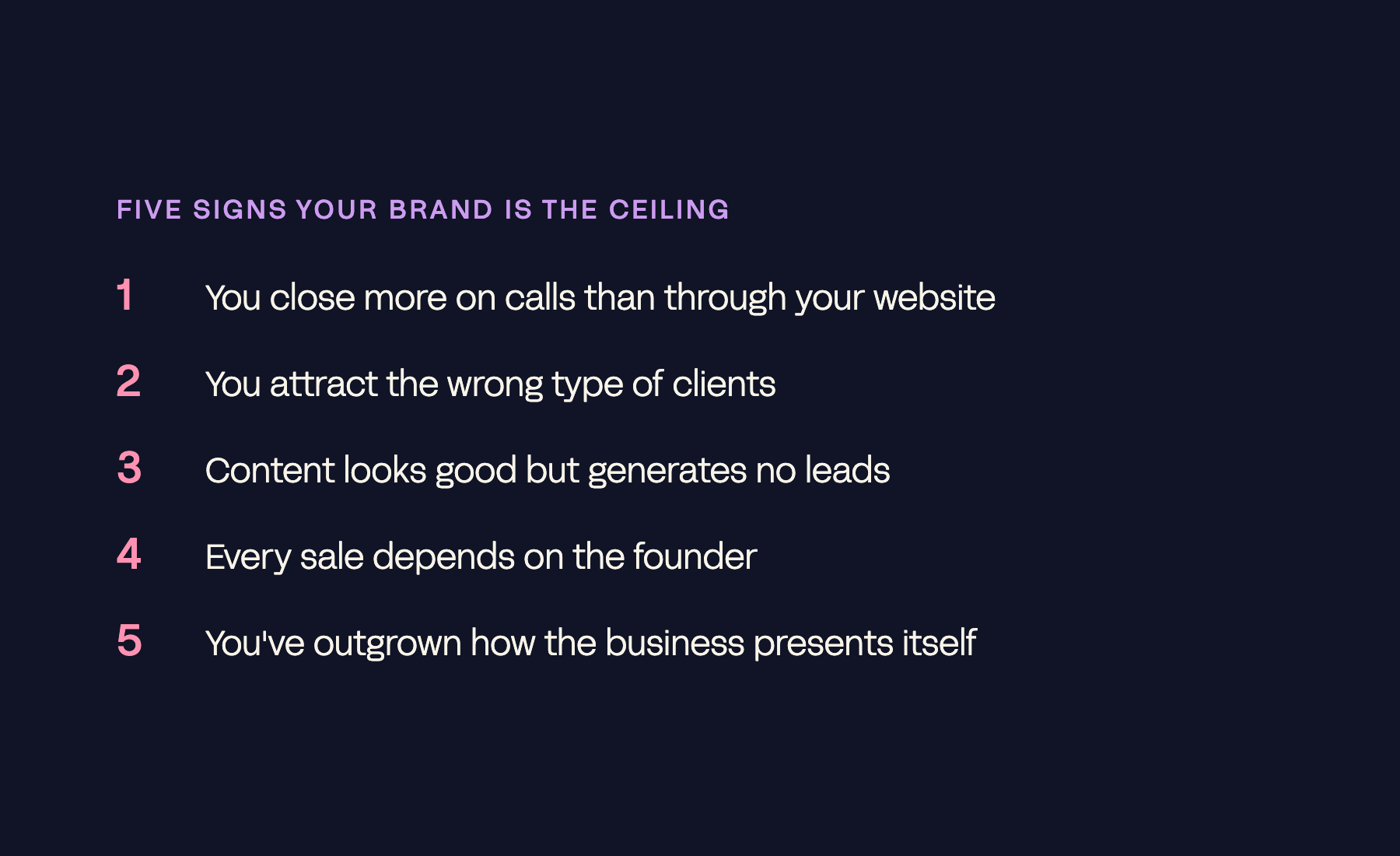 Checklist card: five signs your brand is the ceiling on growth