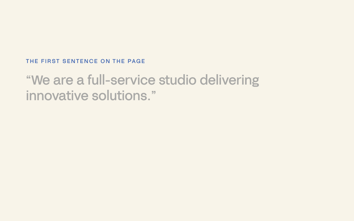 A studio-focused headline struck through and replaced by a customer-focused one