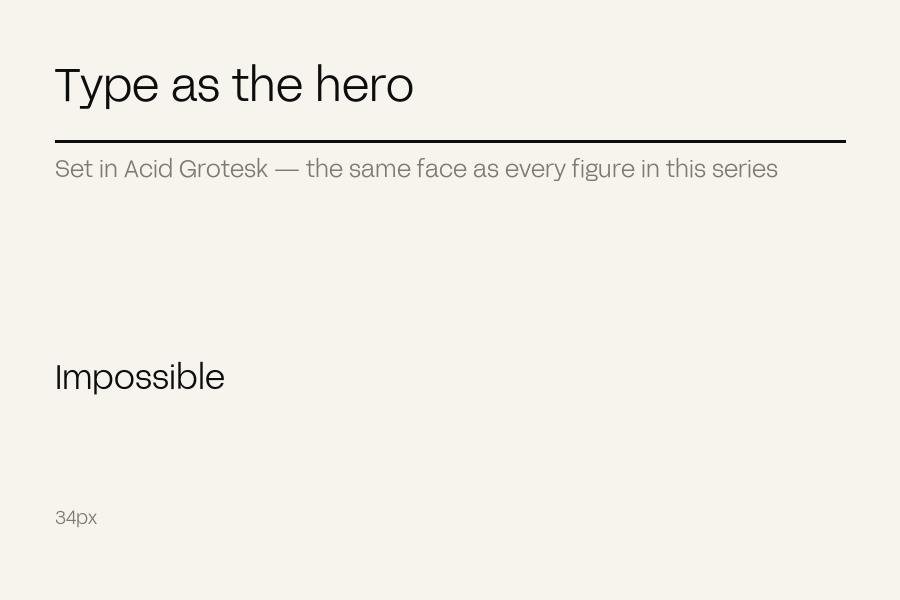 The word Impossible growing through a type scale from 34 to 110 pixels