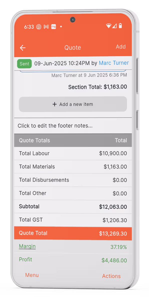 Back costing on the NextMinute app