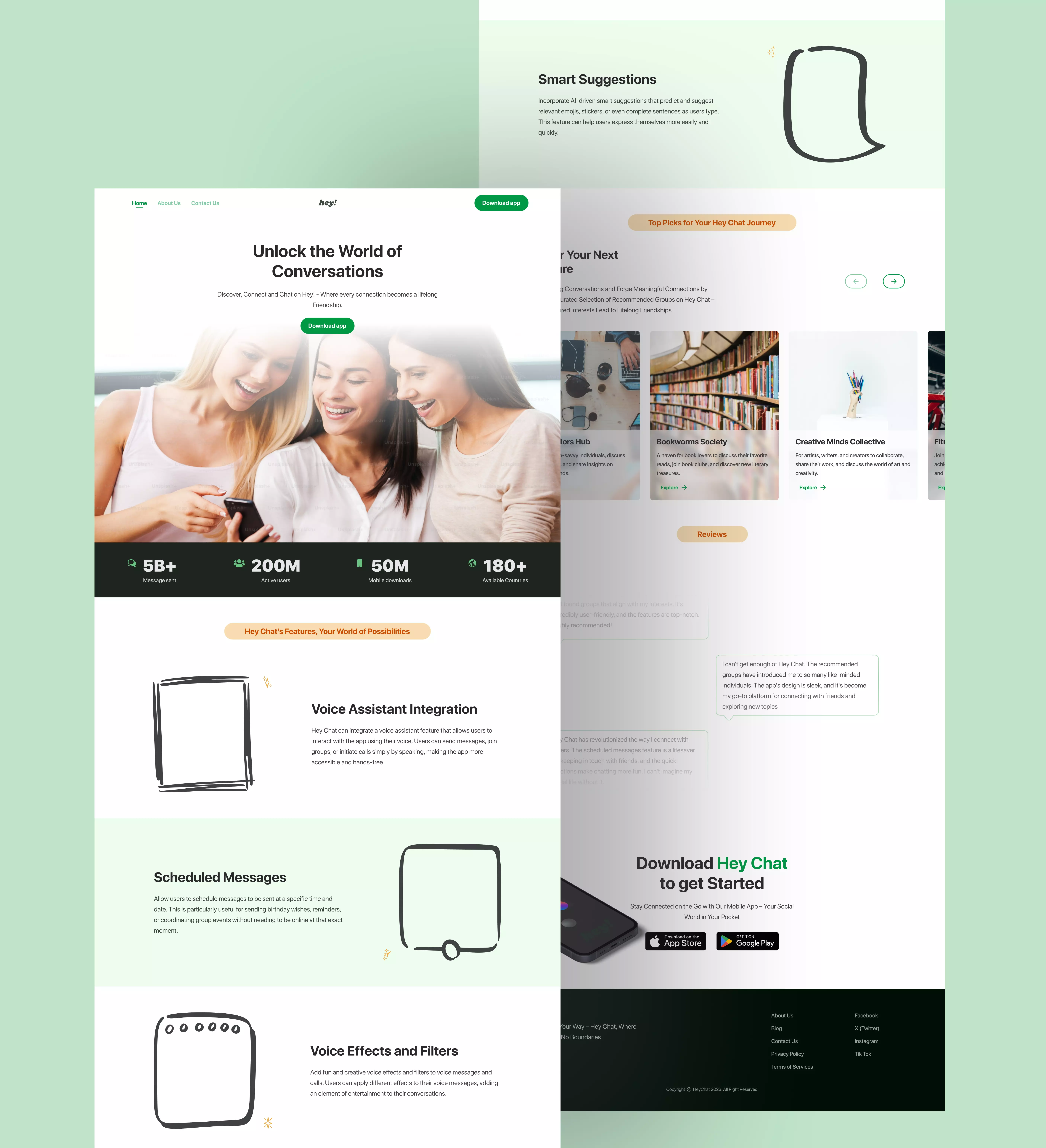 HeyChat landing page graphics