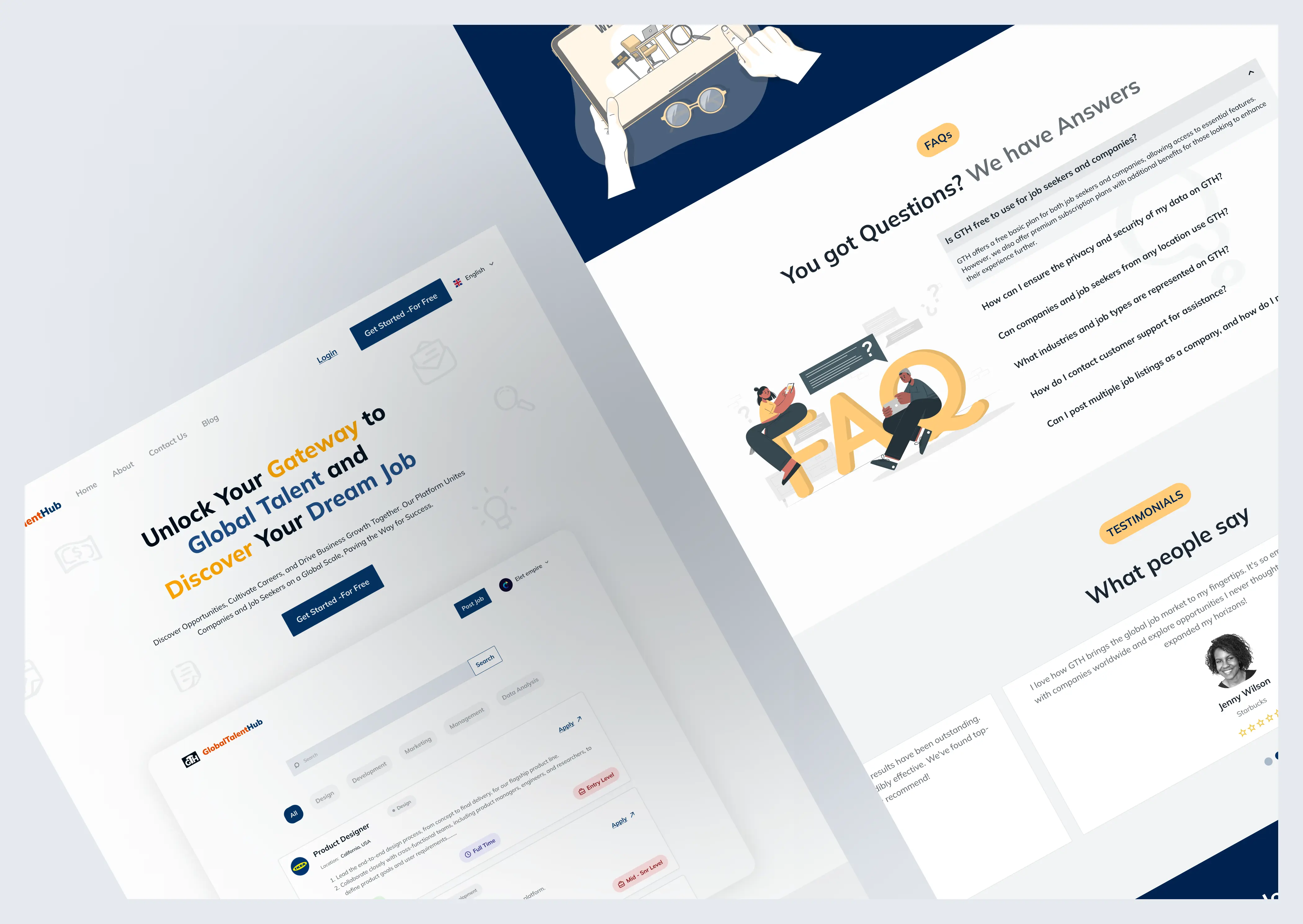 Global talent hub landing page design image
