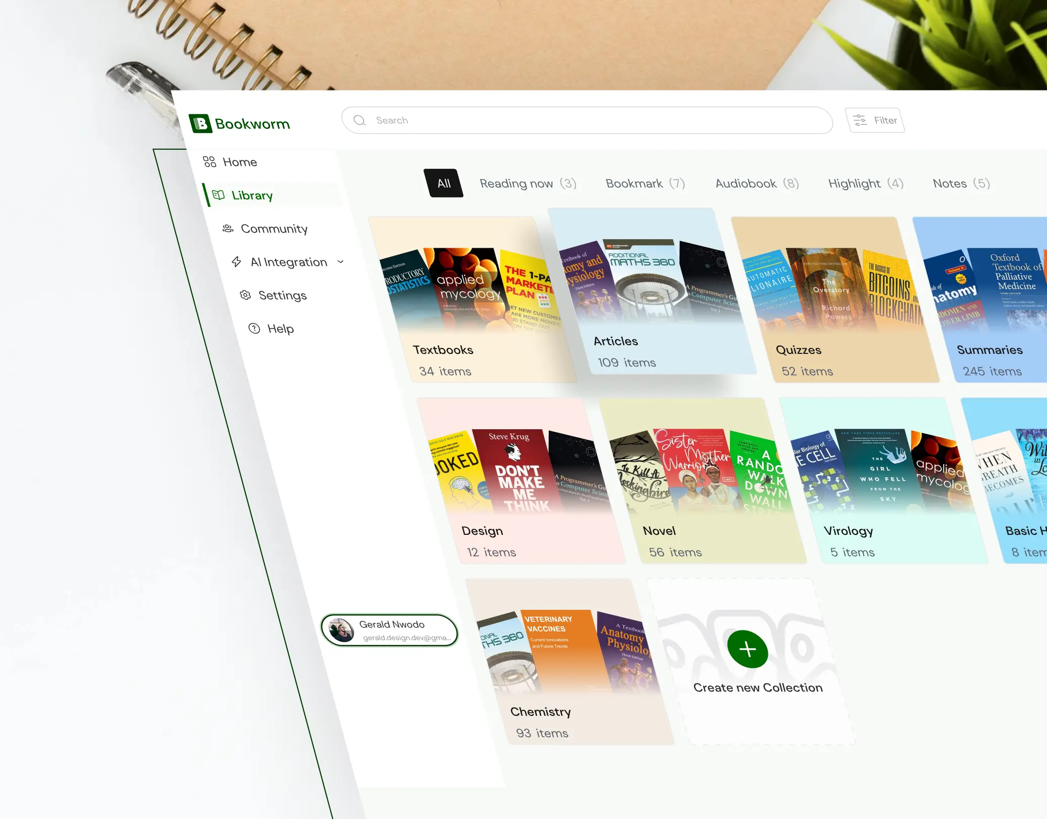 Bookworm UI case study thumbnail