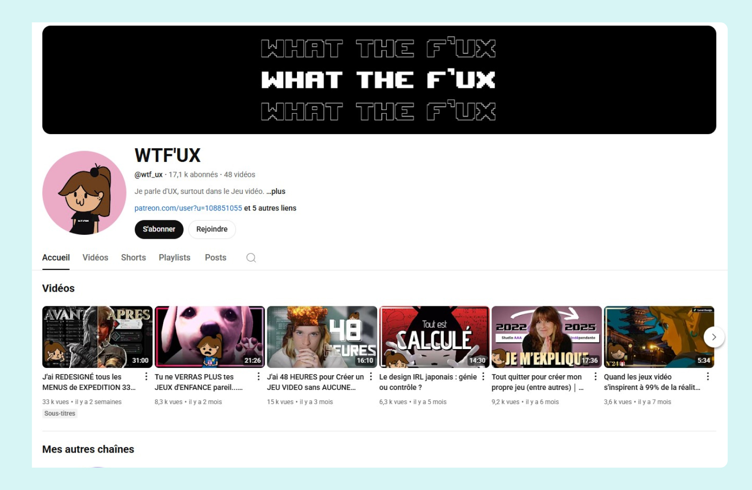 Capture de la chaine de WTF'UX