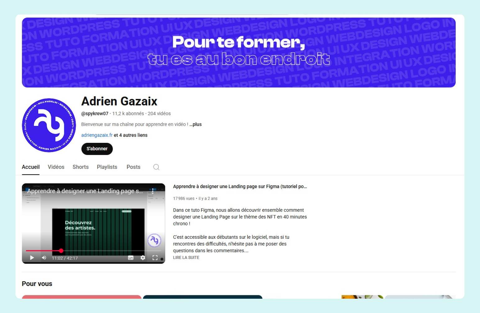 Capture de la chaine d'Adrien Gazaix