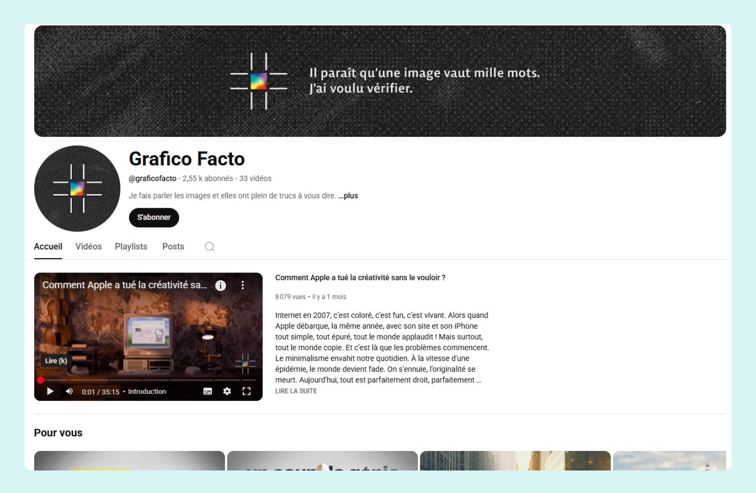 Capture de la chaine de Grafico Facto