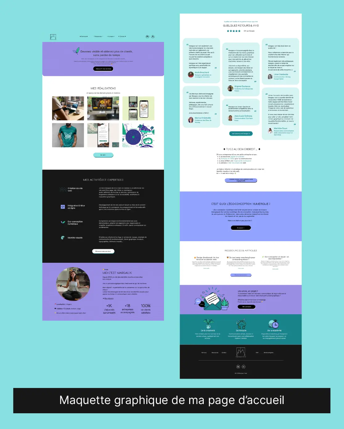 Maquette graphique de l'accueil de margaux-teste.fr