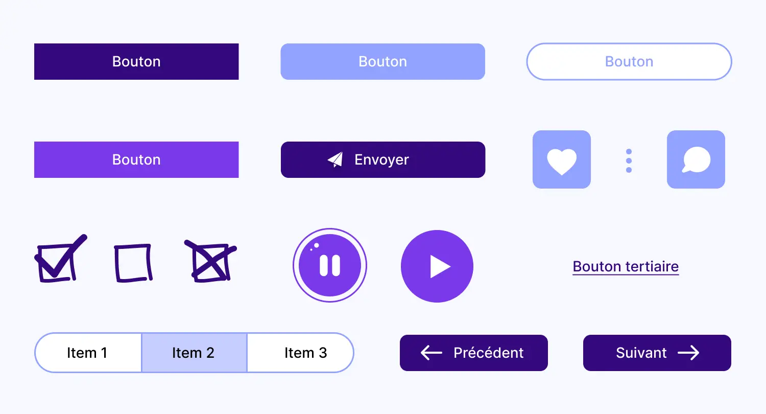 Différents design de boutons de site