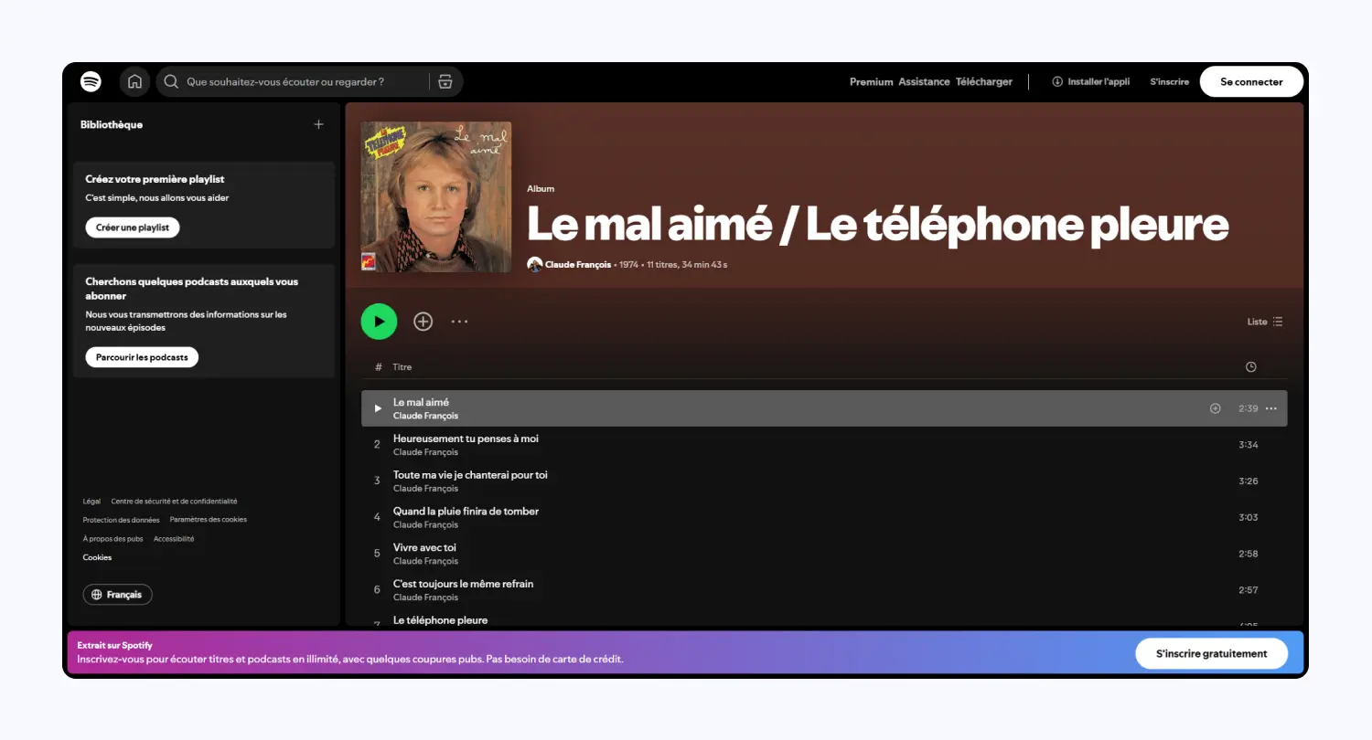 Interface de Spotify