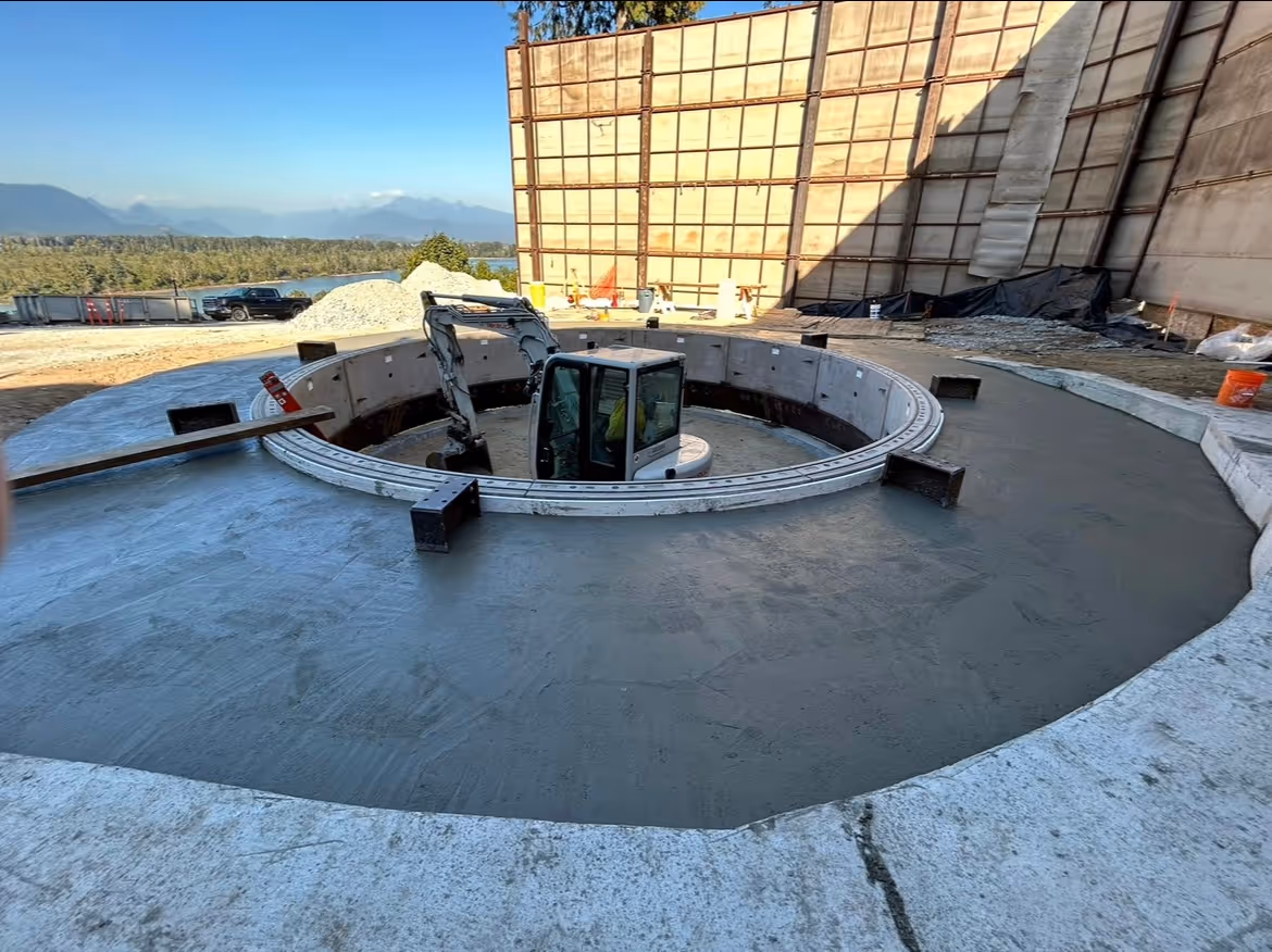 wet concrete around a shaft construction site