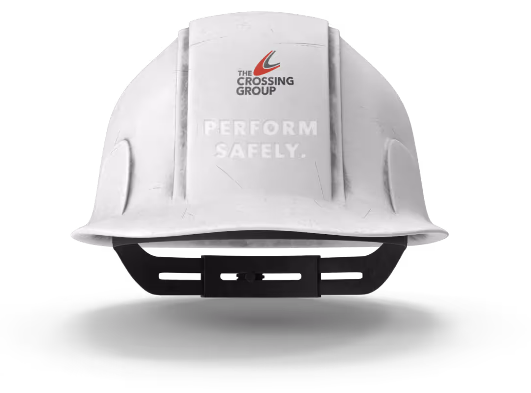 hard hat with the words "perform safely" etched in