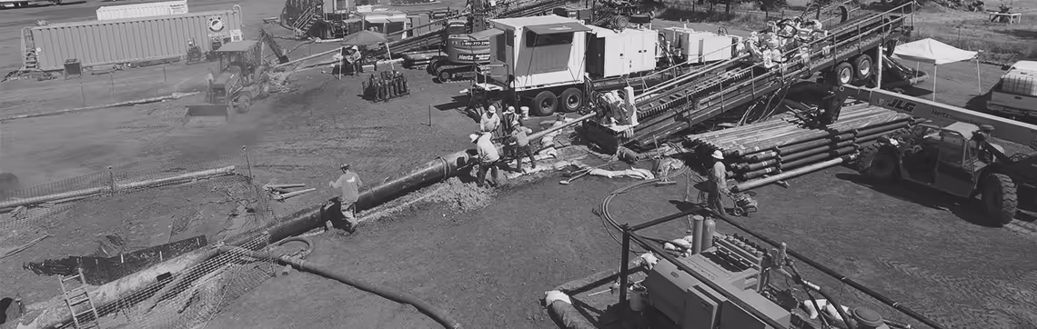 a pipeline is being pushed into the ground for utilities